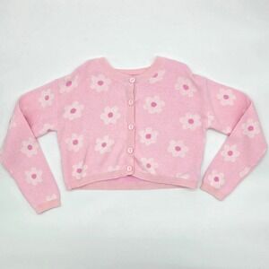 Cynthia Rowley Kids Pink Flower Knit Cardigan Sweater Size 8